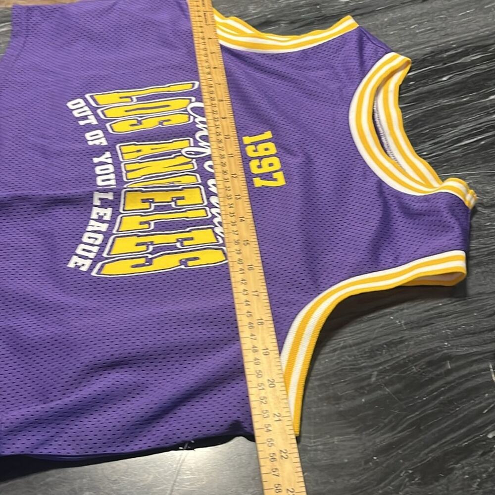 1997 California LA crop top purple and yellow junior XL - Picture 6 of 6